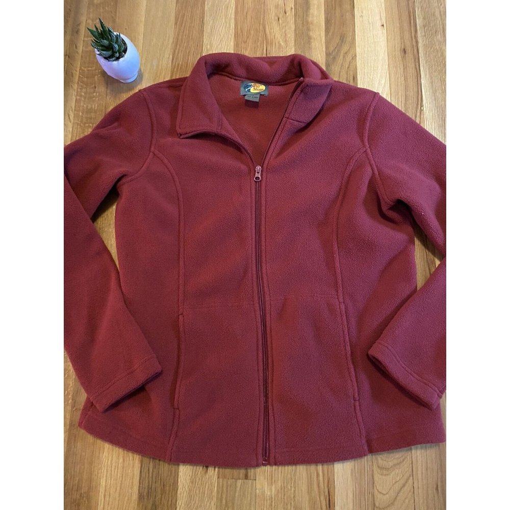 Bass Pro Shops womens size M deep red full zip sweater